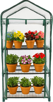 3 Tier Mini Greenhouse PVC Cover | Steel Frame Plant Shelves for Herbs