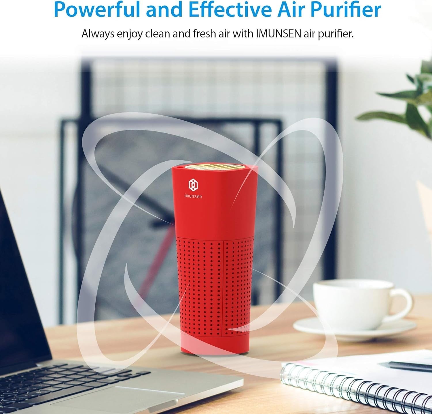 Car Air Purifier H13 HEPA Filter Smoke Odour Allergy USB Red