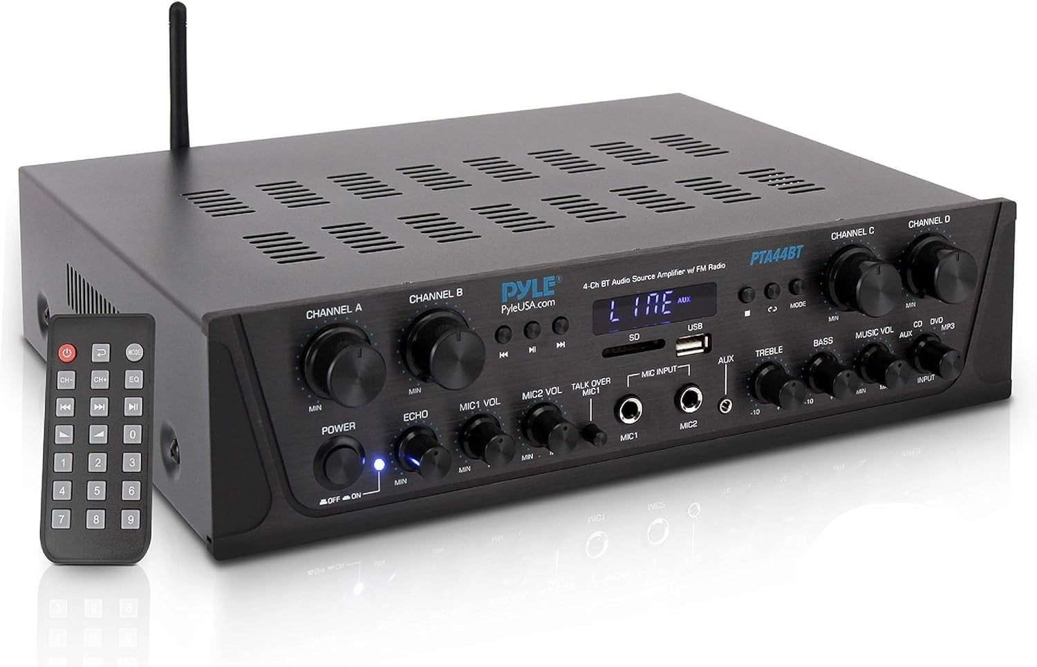 500W Bluetooth Stereo Amplifier 4 Channel HiFi USB AUX