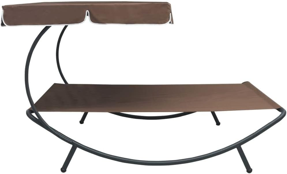 Double Outdoor Sun Bed Lounger with Canopy Weather-Resistant Steel Frame