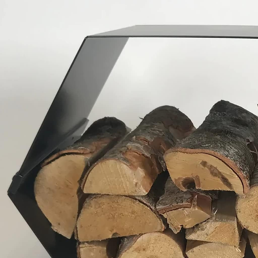 Hexagon Steel Log Holder Firewood Rack with Rubber Feet, 35x42x37cm