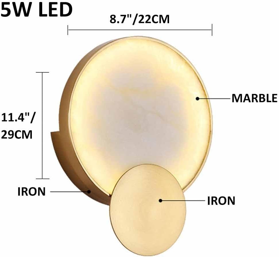 Gold Alabaster Marble Wall Light – Luxury Round Sconce for Hallways