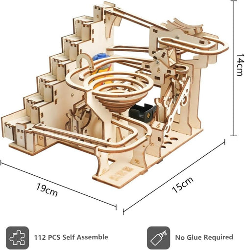 3D Wooden Marble Run Puzzle – Self Assemble, STEM, Logical Thinking