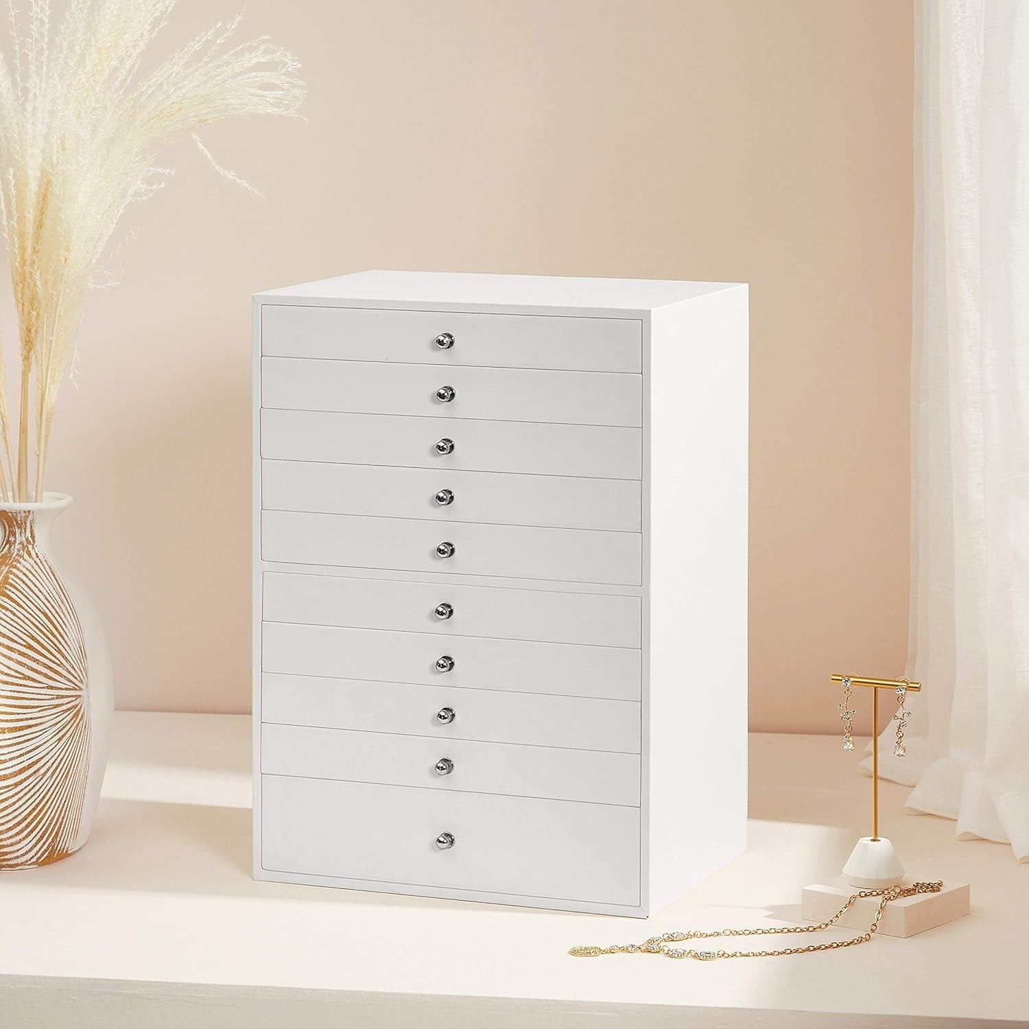 Extra Large Jewelry Box 10 Drawer Faux Leather Storage Organizer Case