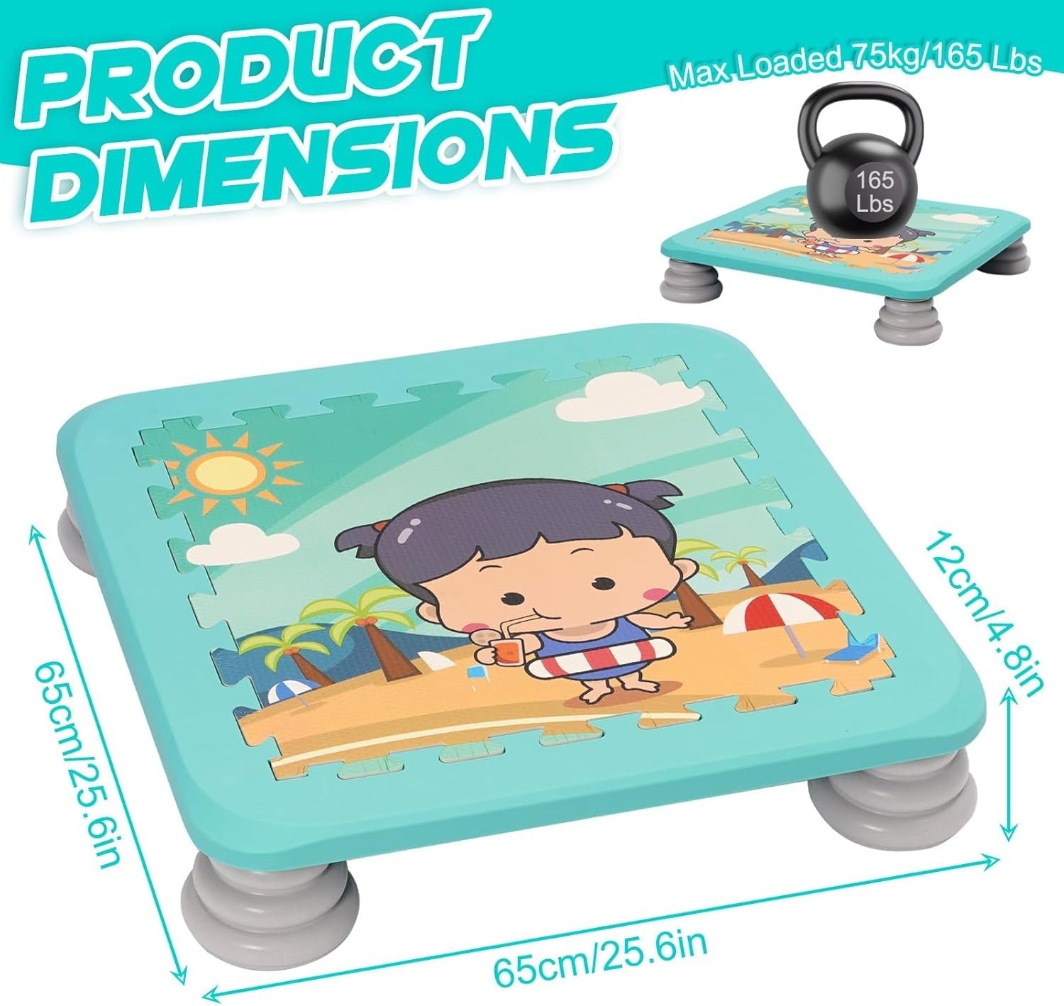 Sensory Trampoline Board for Kids Non-Slip Indoor Outdoor 75KG