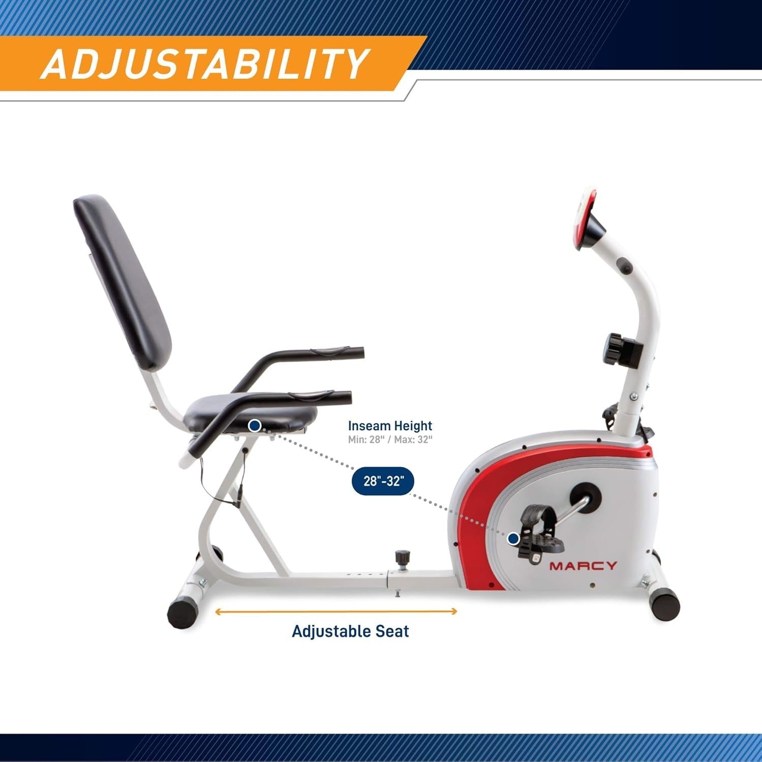 Recumbent Exercise Bike Magnetic 8 Level LCD Pulse Adjustable Seat Home Fitness
