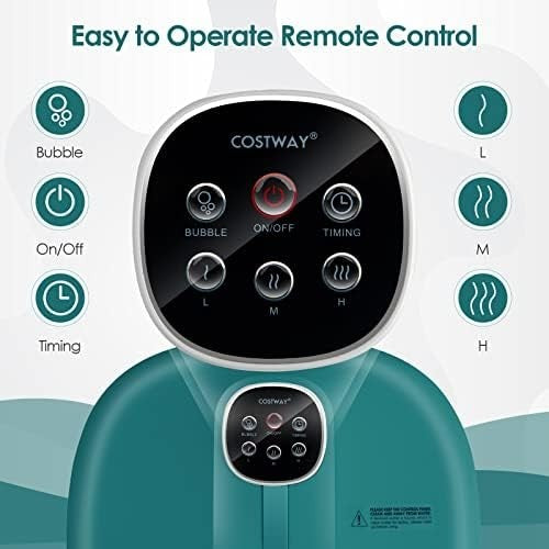 Foldable Heated Foot Spa Bath with Bubbles Timer & Massage Rollers