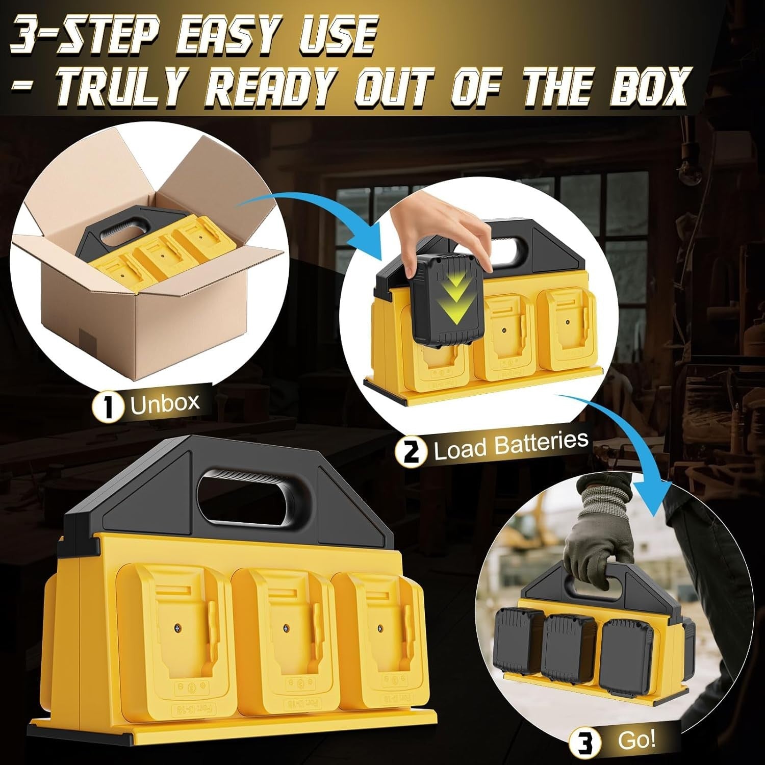6 Slot Battery Carrying Holder Storage Rack Case for 18V 20V Tools
