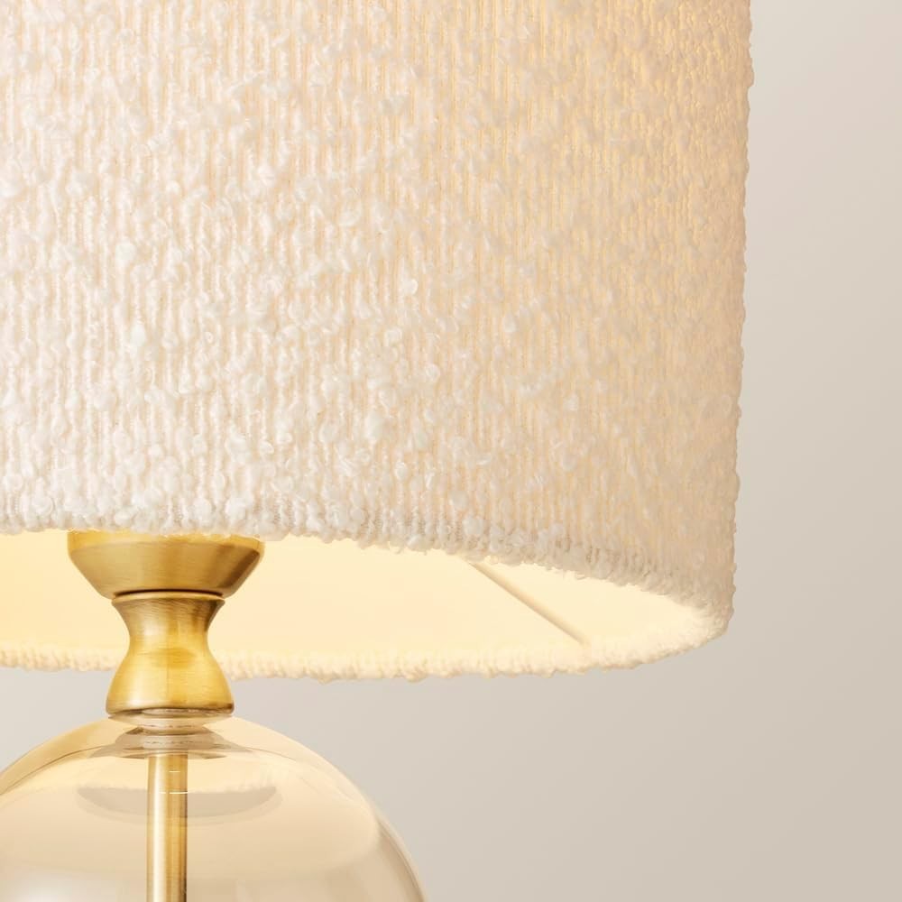 Gold Glass Table Lamp Pink Velvet Shade Bedside Desk Lamp Bulb