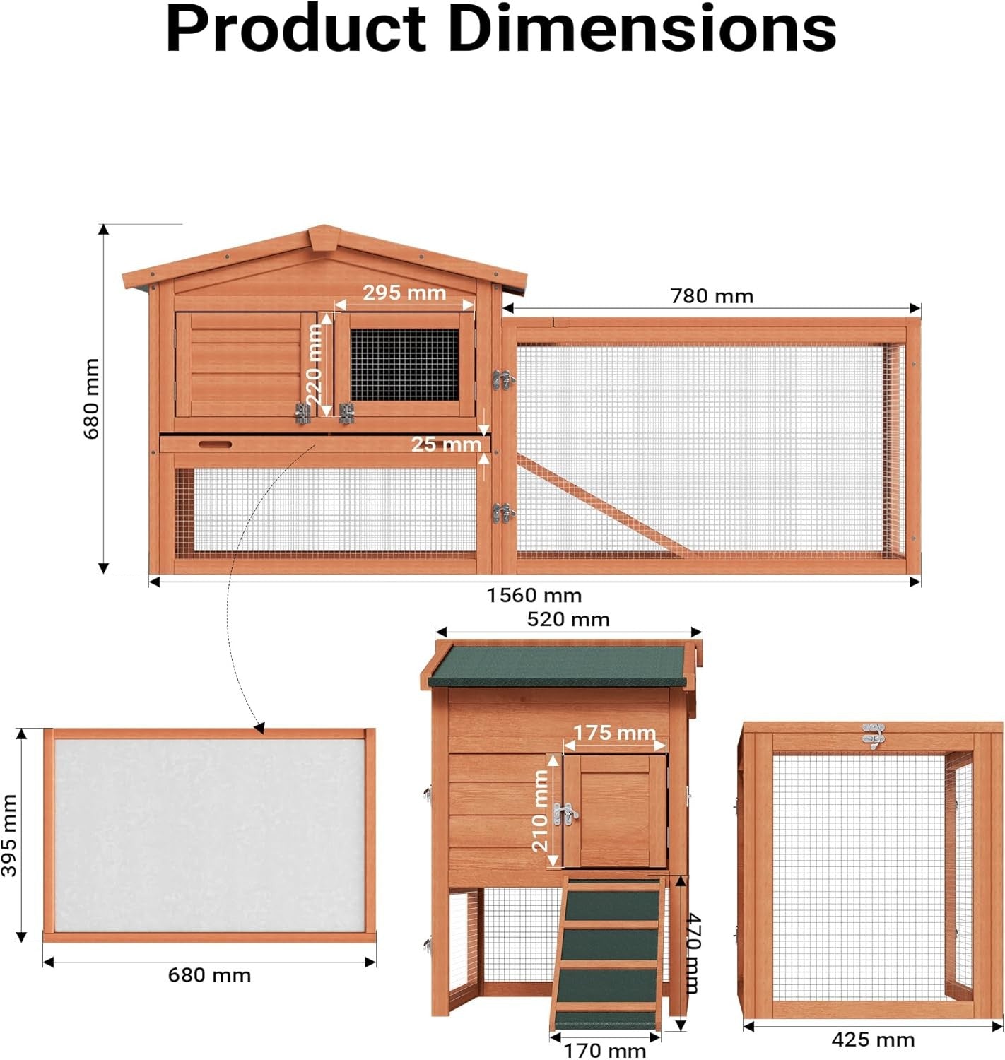 XXL Rabbit Hutch Outdoor with Run Elevated Wooden Bunny House Weatherproof