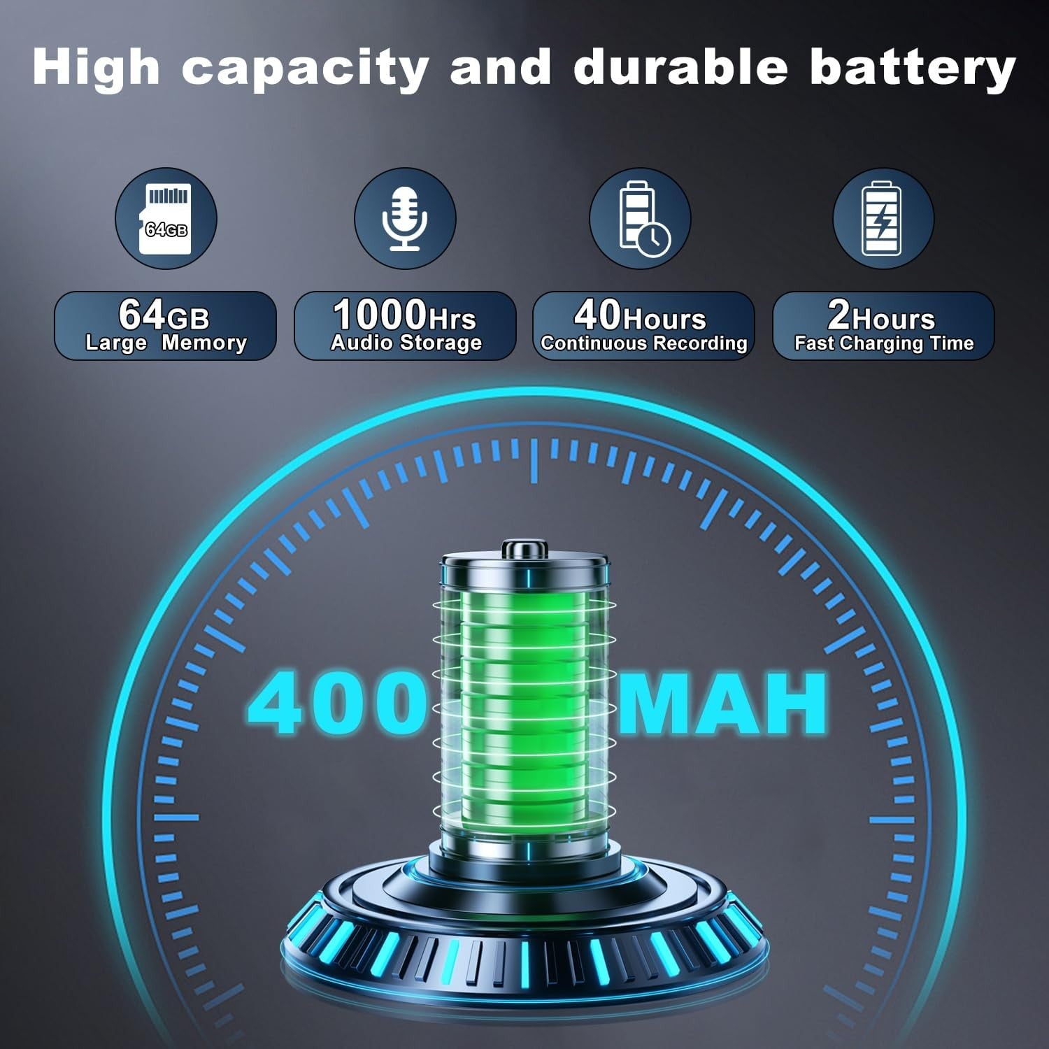64GB Mini Voice Recorder Magnetic USB-C Noise Reduction Device