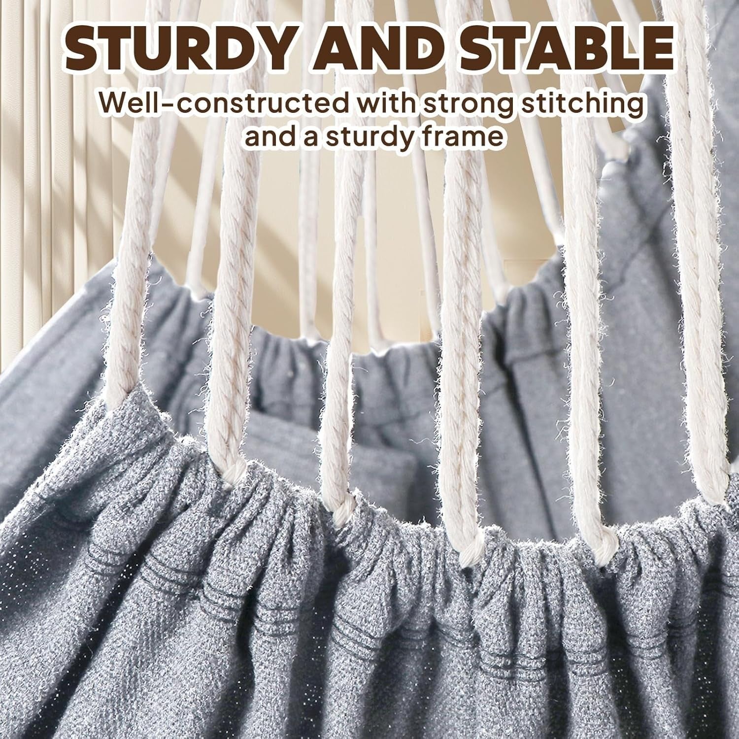 Hammock Chair with 2 Cushions & Straps | 550lbs Indoor Outdoor Swing Seat