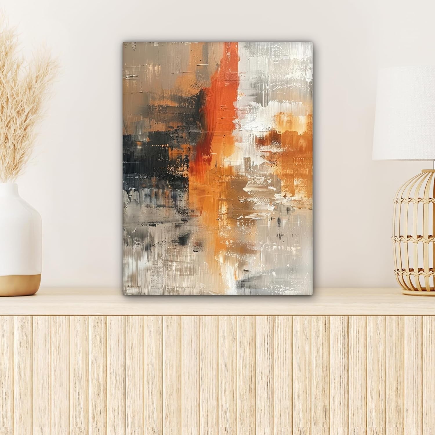 Abstract Gold Grey Canvas Wall Art 30x40cm Framed Modern Print