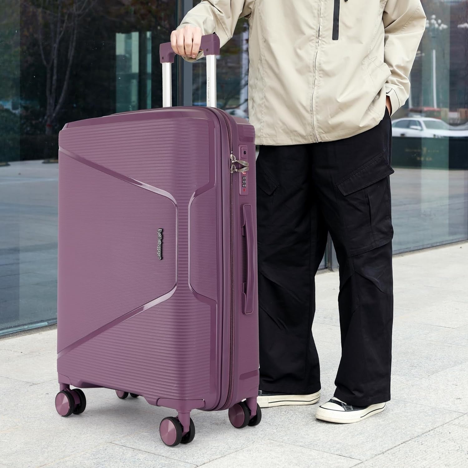 28in Large Suitcase PP Hard Shell TSA 3 Digit Lock Spinner Wheels