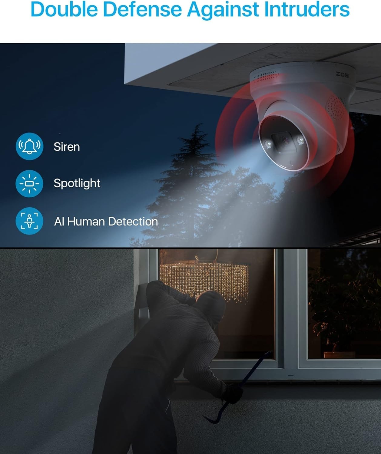 4K PoE Security Camera AI Person Vehicle Detection Color Night Vision