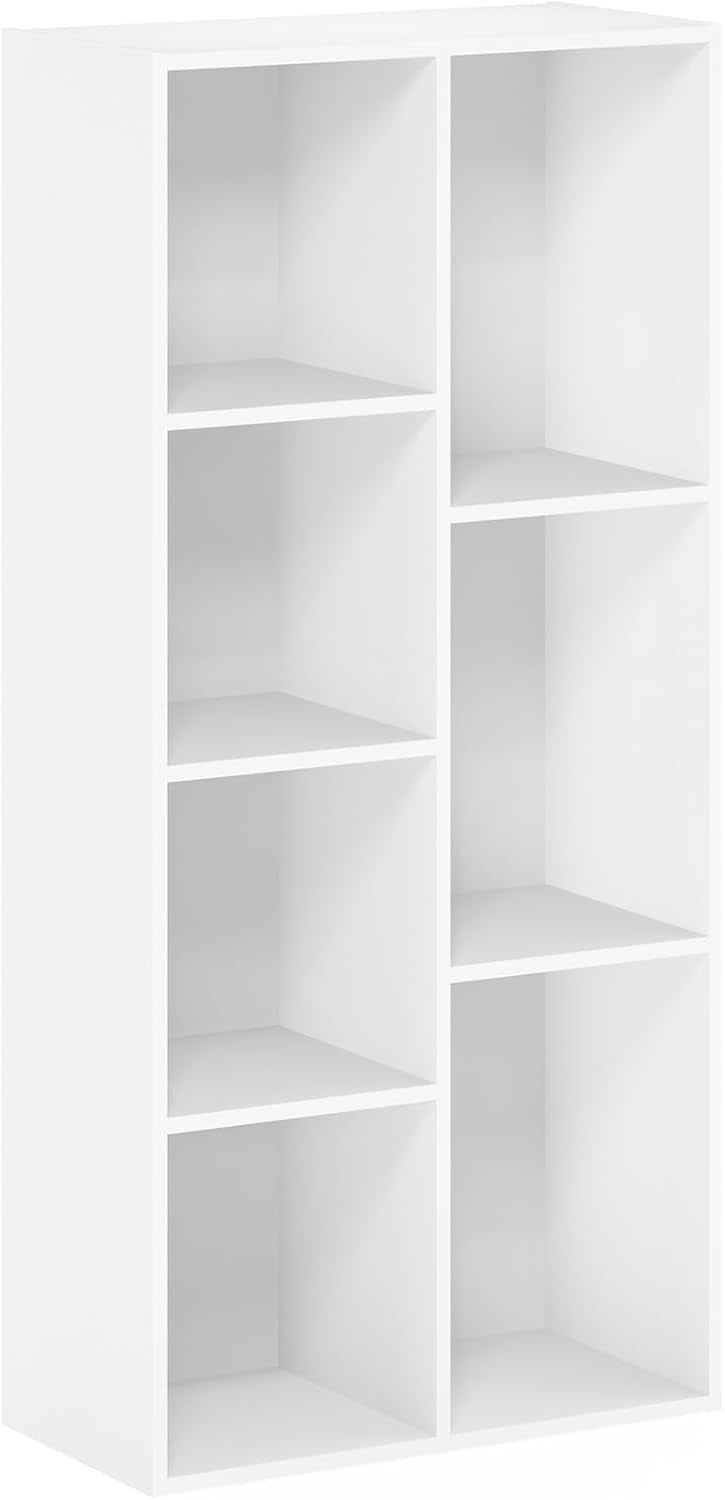 7 Cube Reversible Bookcase Storage Open Shelf Compact Design Organizer White