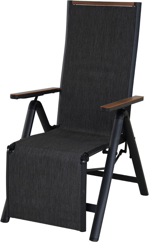 Foldable Reclining Sun Lounger Outdoor Garden Chair Adjustable 6-Position