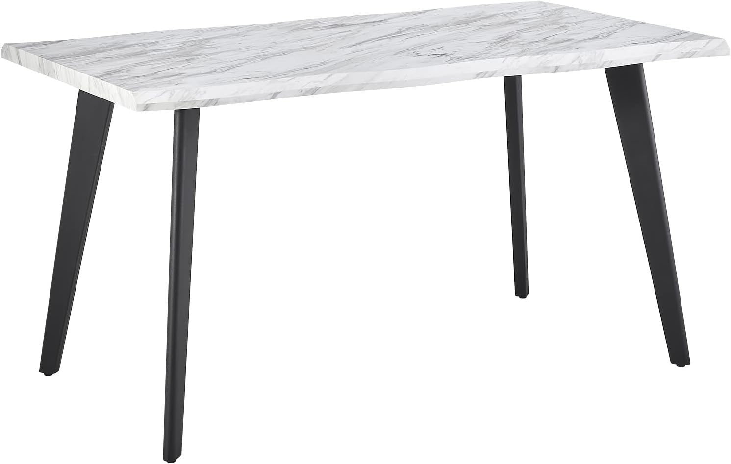 140cm Marble Effect Dining Table Metal Legs 6 Seater Modern Kitchen Room