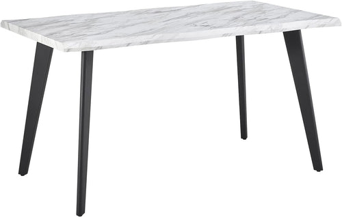 140cm Marble Effect Dining Table Metal Legs 6 Seater Modern Kitchen Room