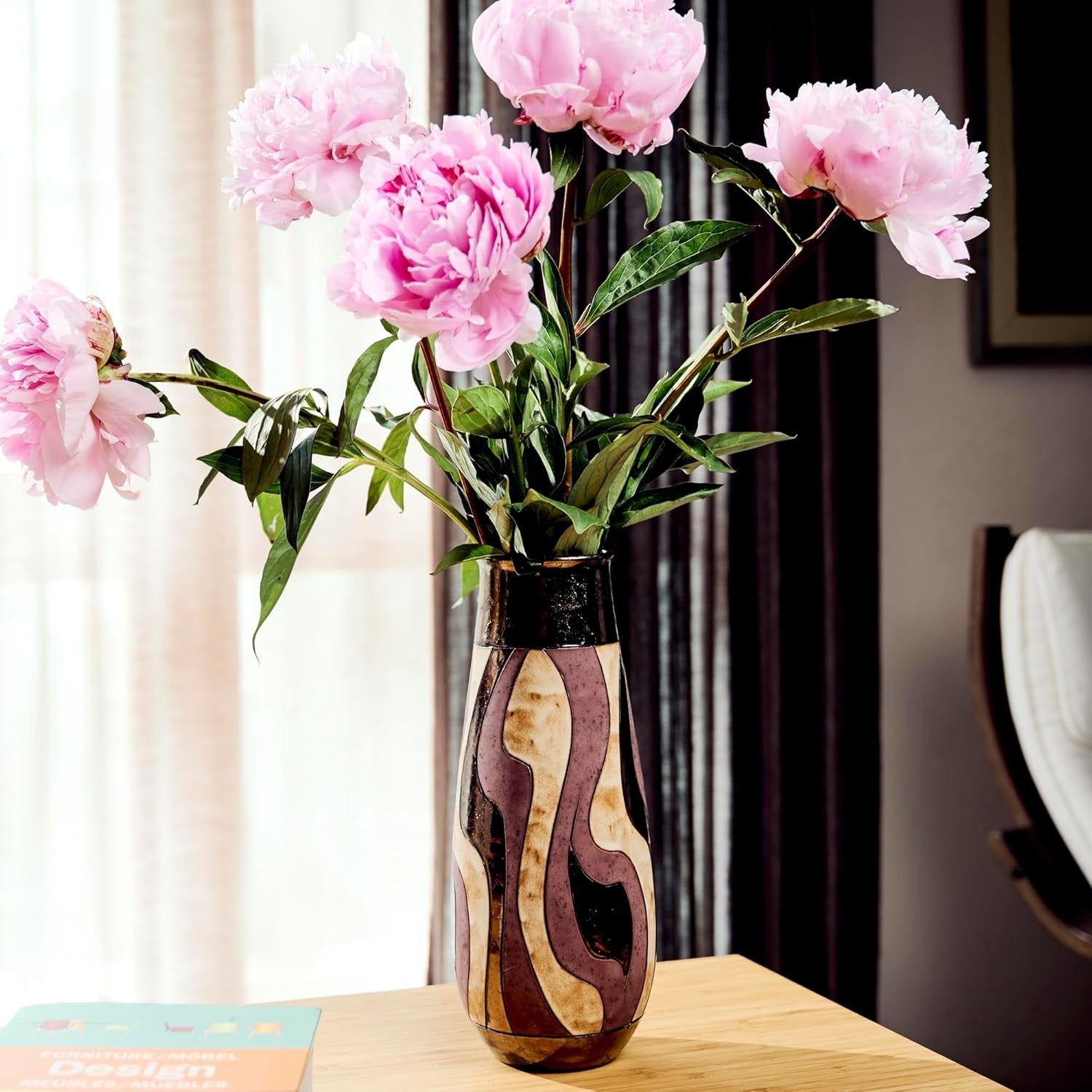 Handmade Ceramic Flower Vase 25.5cm Tall Artisan Pottery Home Décor