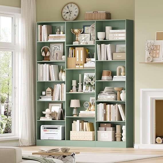 Tall 6-Tier Bookshelf Storage Unit 17-Compartment Display Shelving for Home Offi