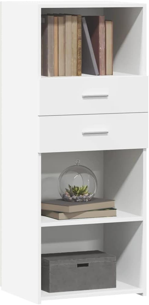 Modern White Storage Cabinet with Shelves & Drawers 50x42.5x124cm