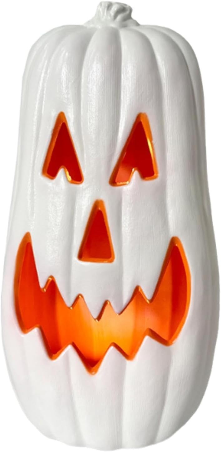 Halloween Pumpkin LED Lantern w/ Timer – White Energy-Saving Decor