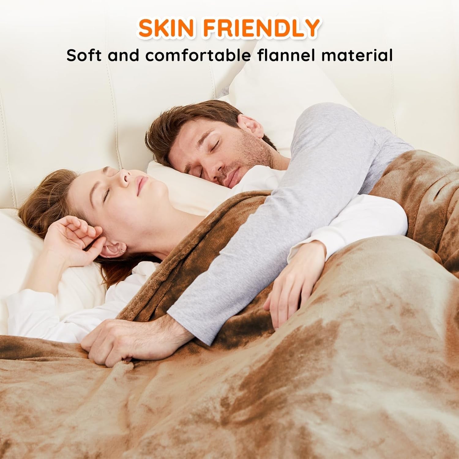 Electric Heated Throw Blanket XXL Fast Heat 10 Levels Flannel 200x180cm
