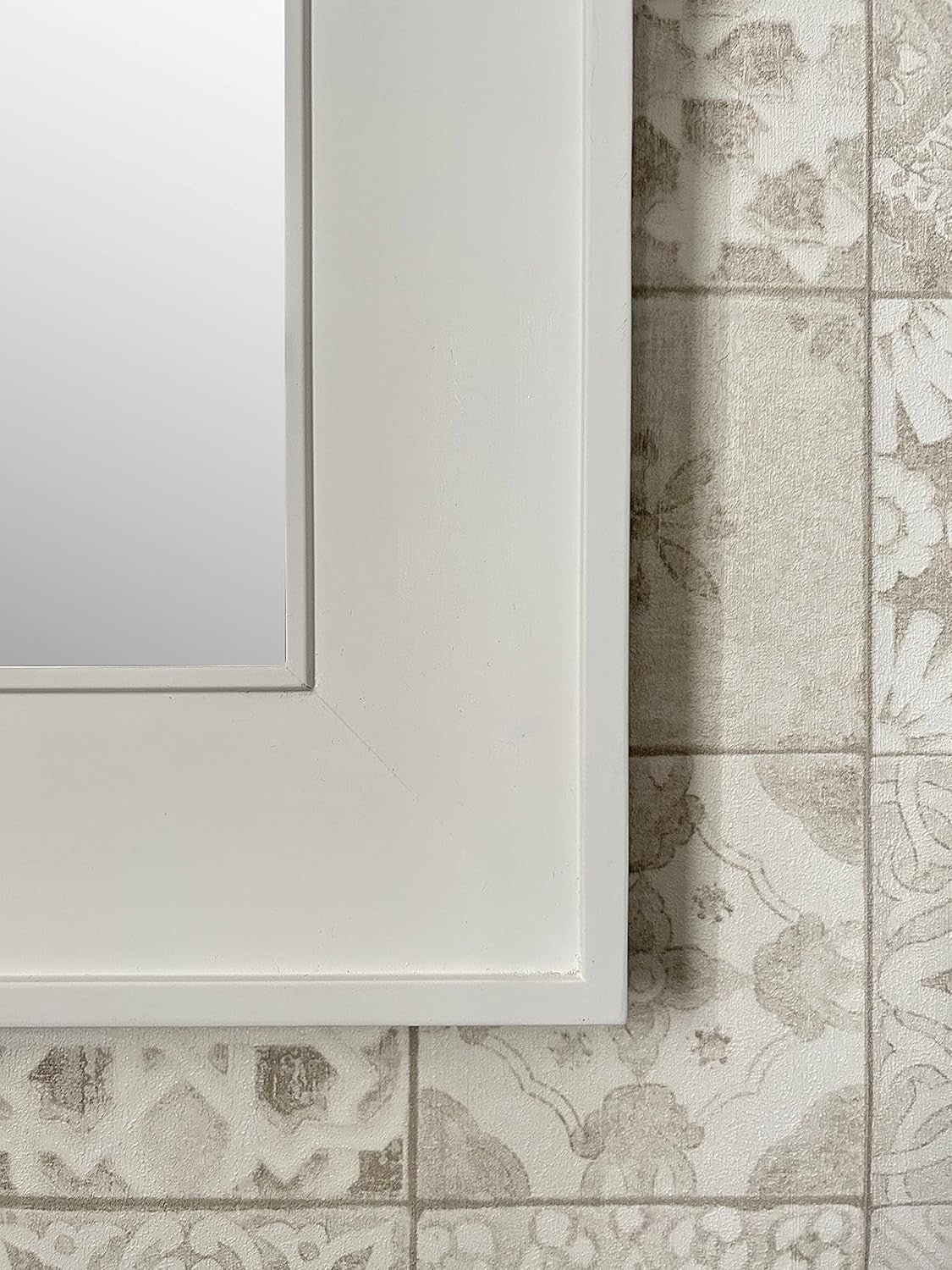 Extra Large Modern Matte White Wooden Wall Mirror 105x75cm