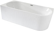 White Left Hand Fluted Corner Bath 1700x800mm Chrome Overflow