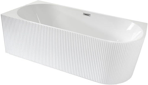 White Left Hand Fluted Corner Bath 1700x800mm Chrome Overflow