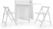 White Compact Folding Dining Set Space Saving Table and Chairs Modern