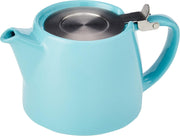 Ceramic Teapot 530ml Turquoise Tea Pot Stainless Steel Infuser Lid