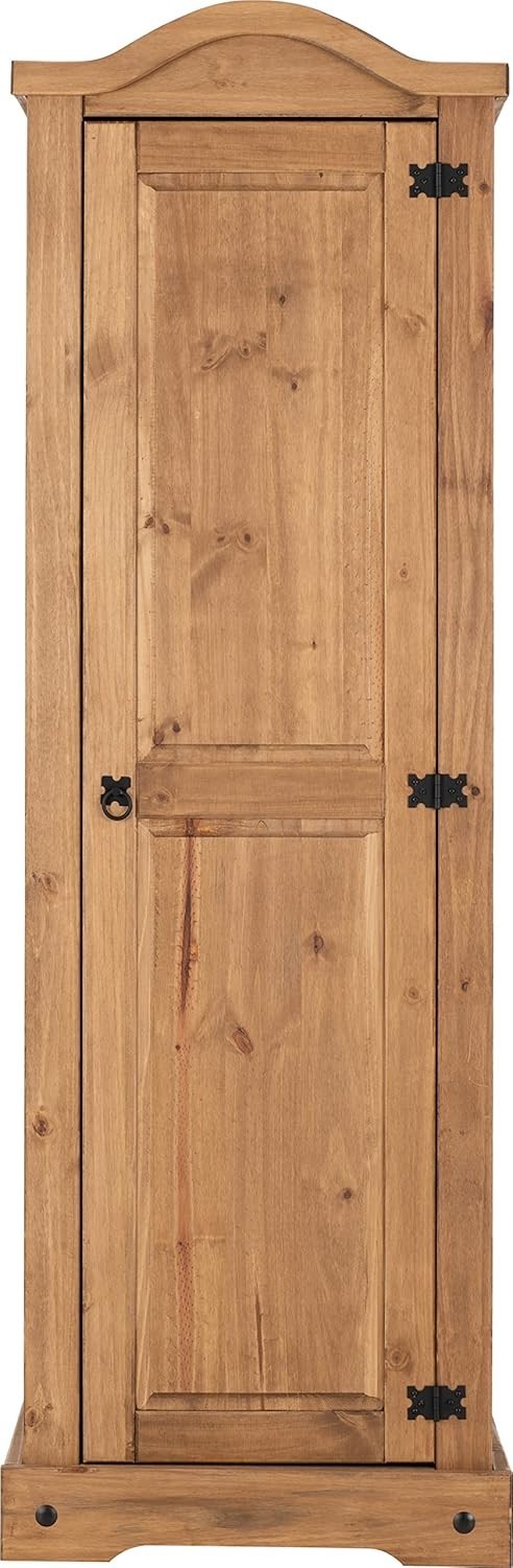 Rustic 1 Door Distressed Waxed Pine Wardrobe - Compact, Durable Storage