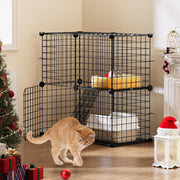 2-Tier Indoor Outdoor Cat Cage Playpen with Platforms & Zip Ties, 71x36x71cm