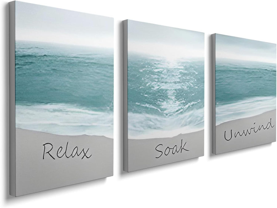 Ocean Beach Wall Art Set of 3 Framed Canvas 30x40cm