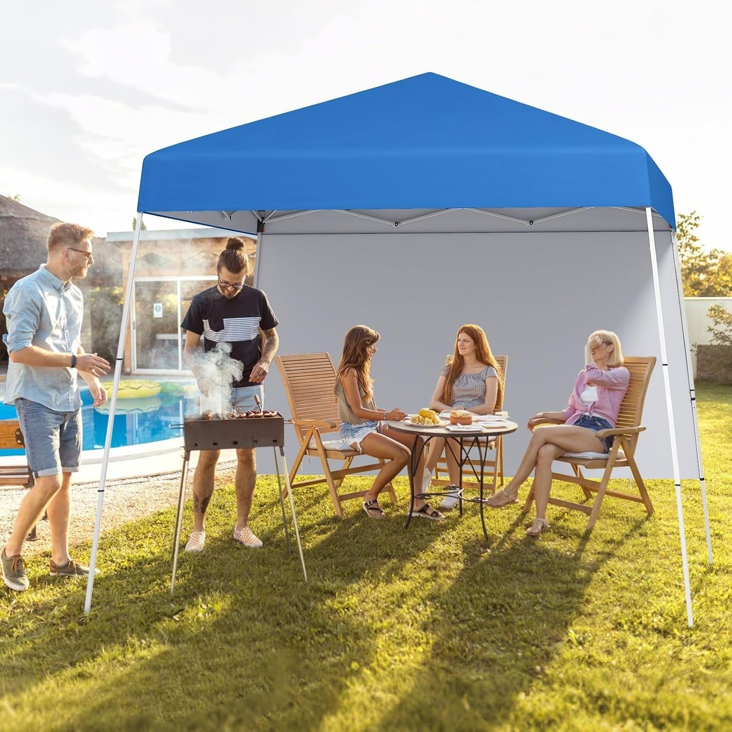3x3M Blue Pop-Up Canopy Tent UPF50+ Sunshade Outdoor Party Gazebo