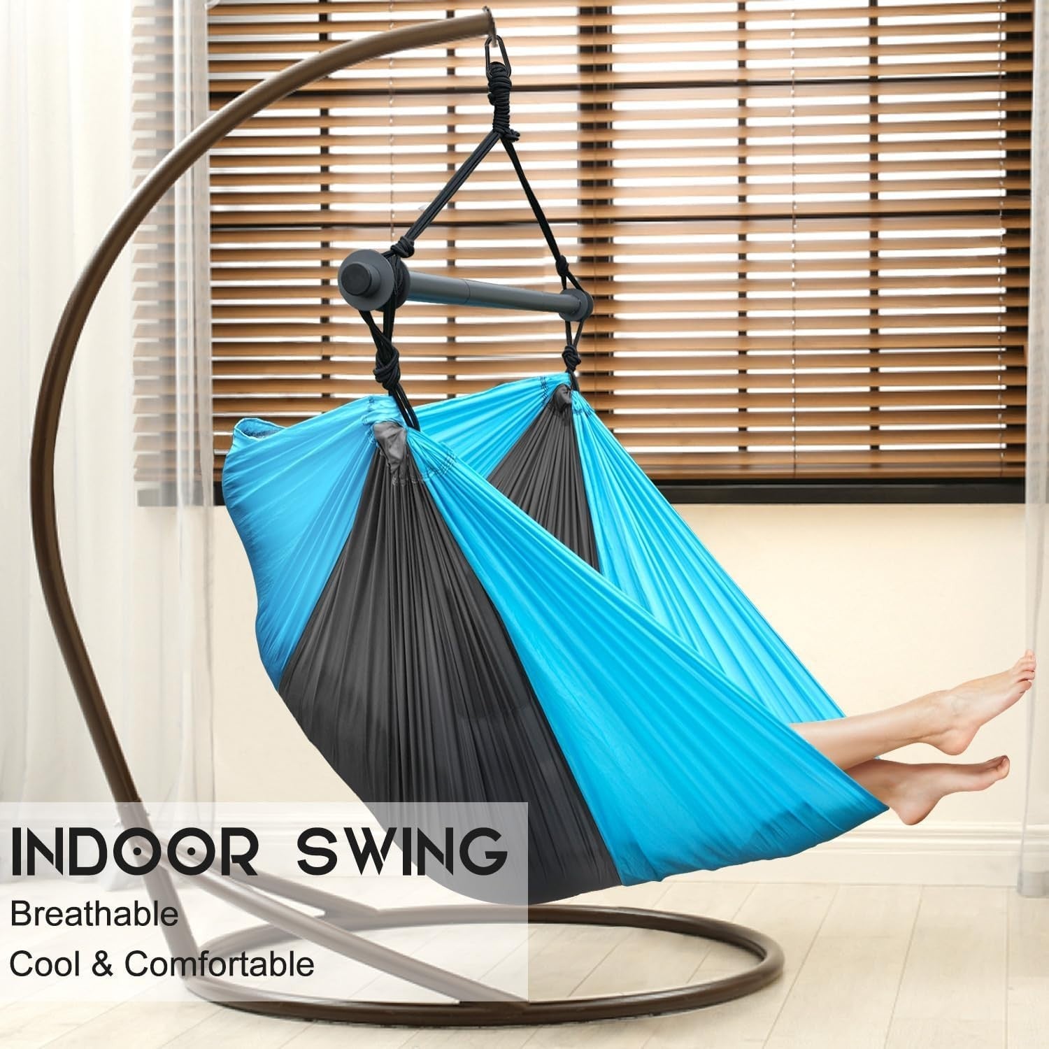 Portable Hammock Chair Swing, Lightweight Outdoor/Indoor, Max 500lbs Gray. Blue