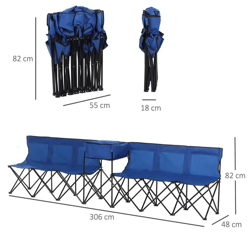 6-Person Folding Camping Bench with Cooler Bag – Festival & Event Ready
