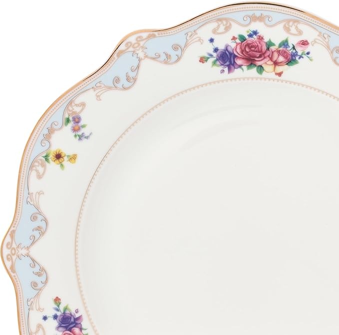 57pc Bone China Dinnerware Set Floral Gold Trim Plates Cups Serving Set