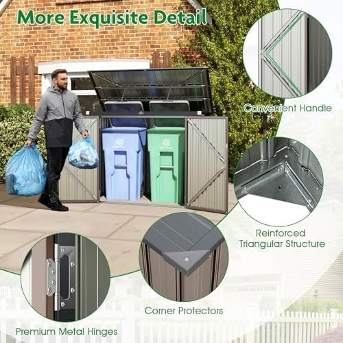 Metal Garden Storage Shed 6x3FT with Hydraulic Top, Double Doors & Lock Black