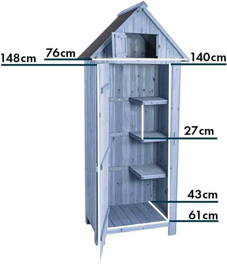 Blue Wooden Garden Tool Cabinet Shed with Lockable Shelves & Storage