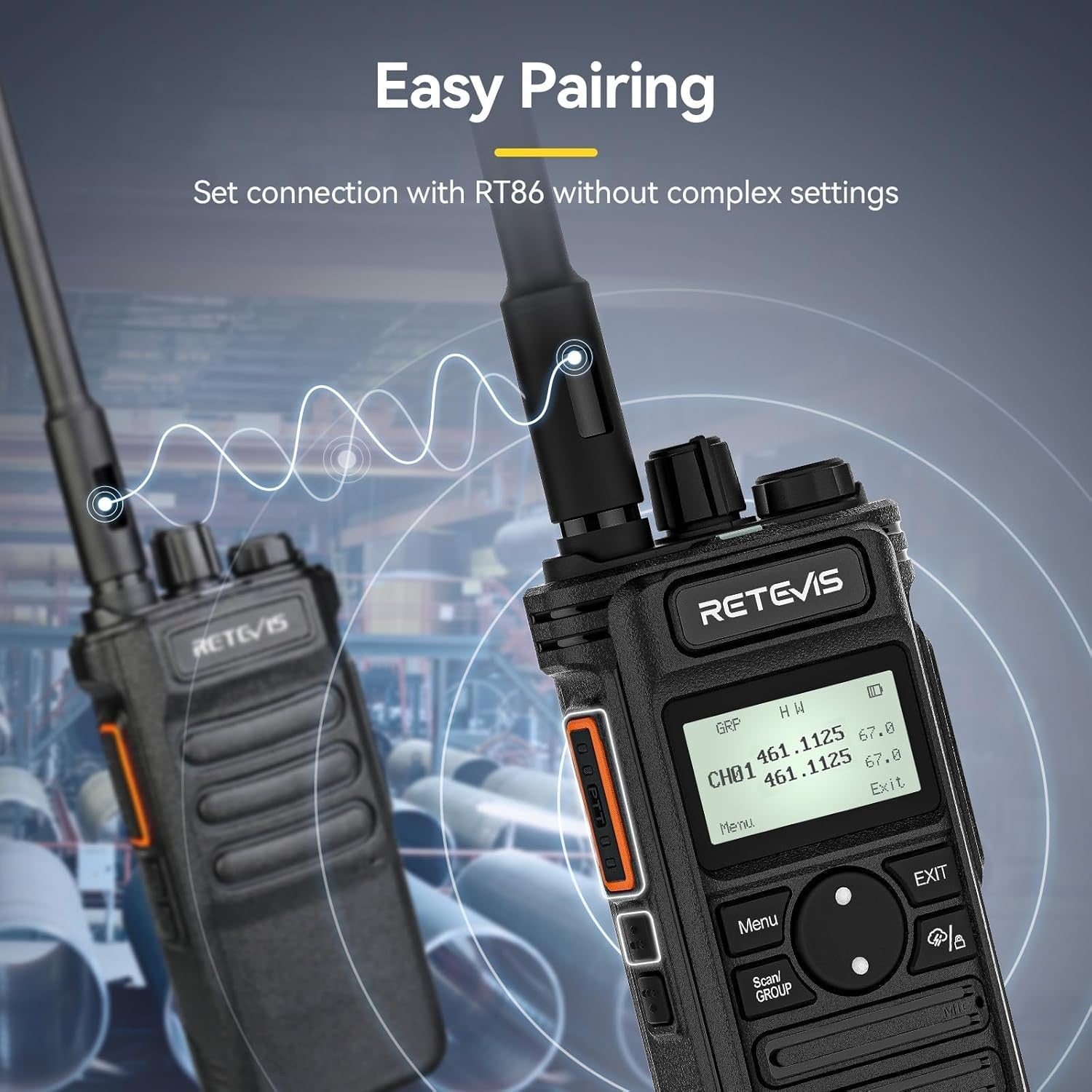 Long Range Walkie Talkies 3 Pack 2600mAh USB-C LCD Group Call Earpiece
