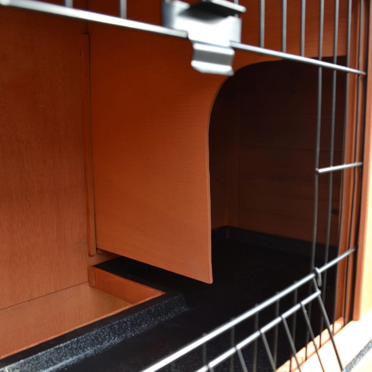 2 Tier Rabbit Hutch Outdoor Wooden Guinea Pig Cage with Tray & Ramp
