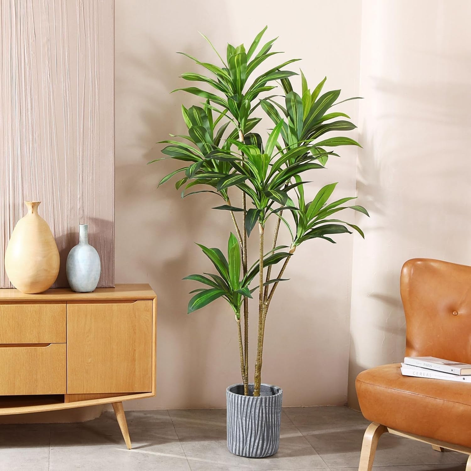 180cm Artificial Dracaena Tree Large Faux Plant in Plastic Pot Home Office Decor