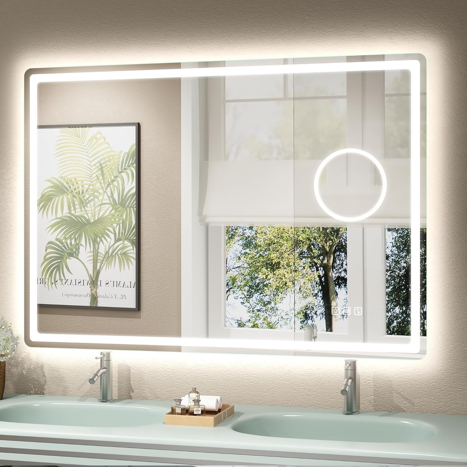 LED Bathroom Mirror 70x100 cm with Bluetooth, 5x Magnifier, Anti-Fog