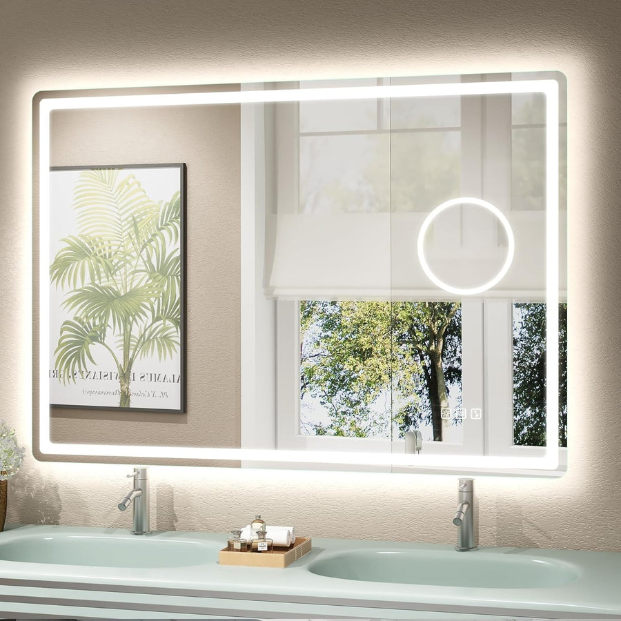 LED Bathroom Mirror 70x100 cm with Bluetooth, 5x Magnifier, Anti-Fog