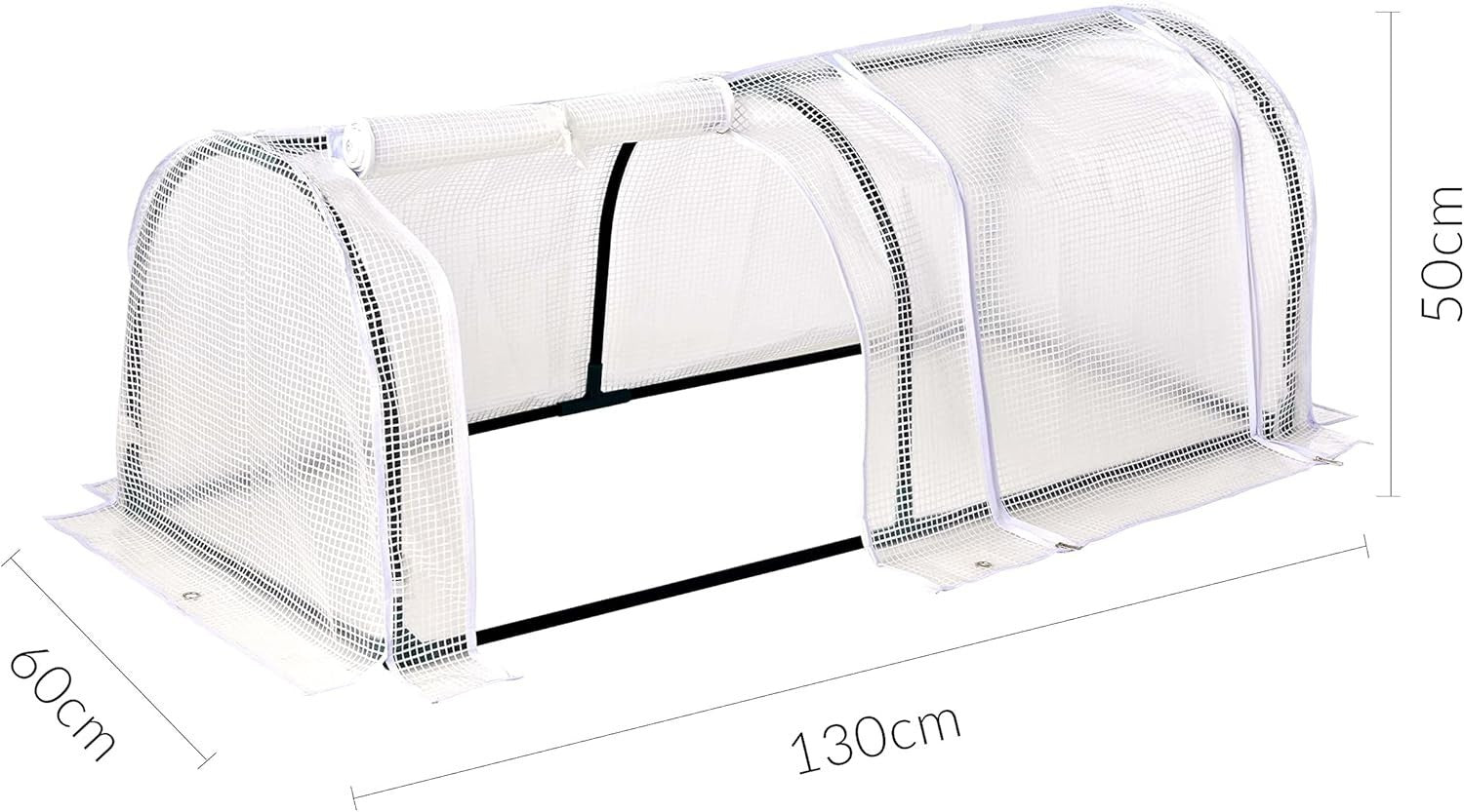 Polytunnel Greenhouse 2 Section with Reinforced PE Cover & Steel Frame 130cm