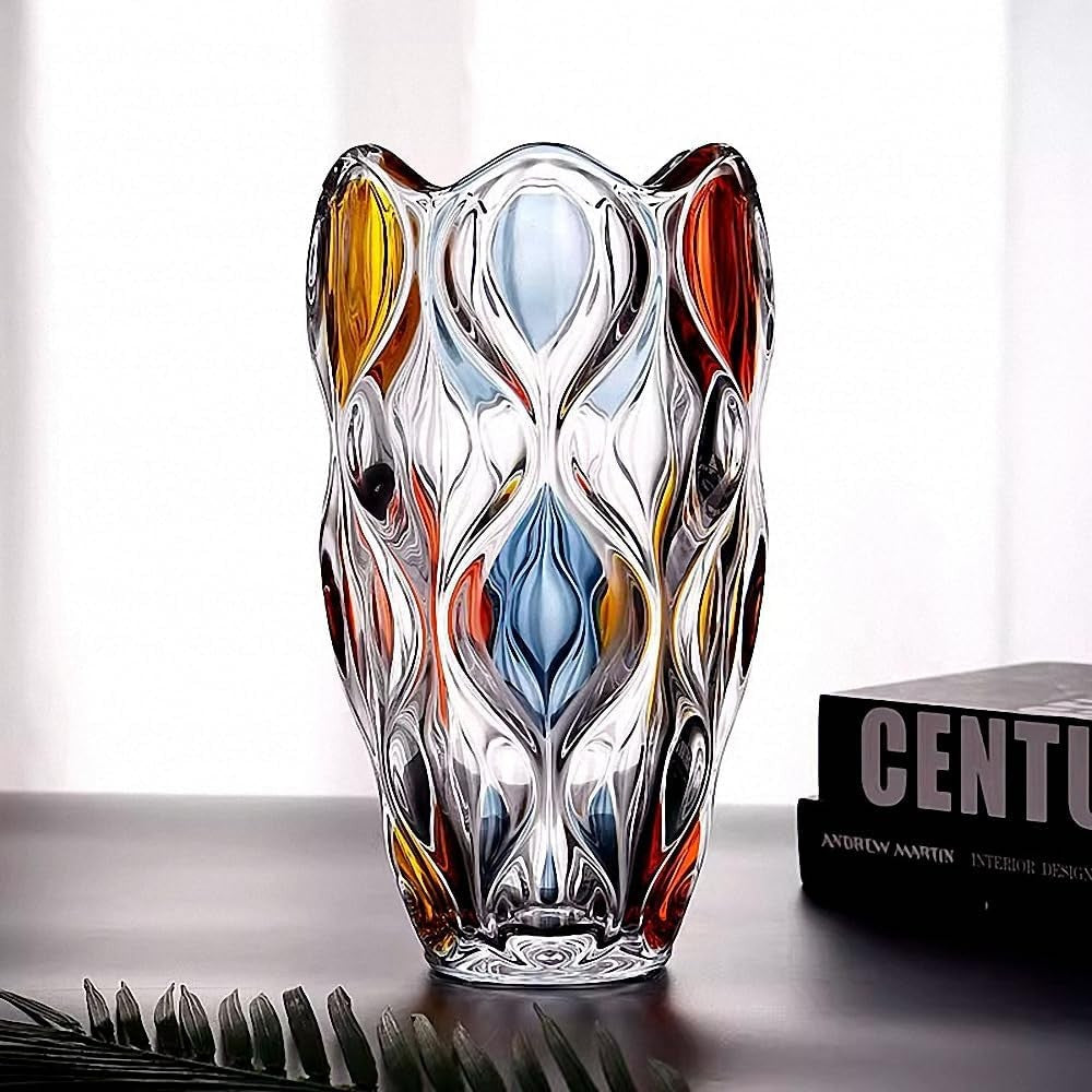 Colorful Hand Painted Glass Vase Tall Luxury Flower Vase Modern Home Decor
