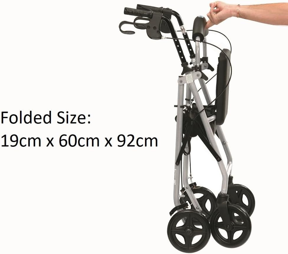 Ultra Lightweight Folding Rollator Walker Seat Brakes Bag 4 Wheels